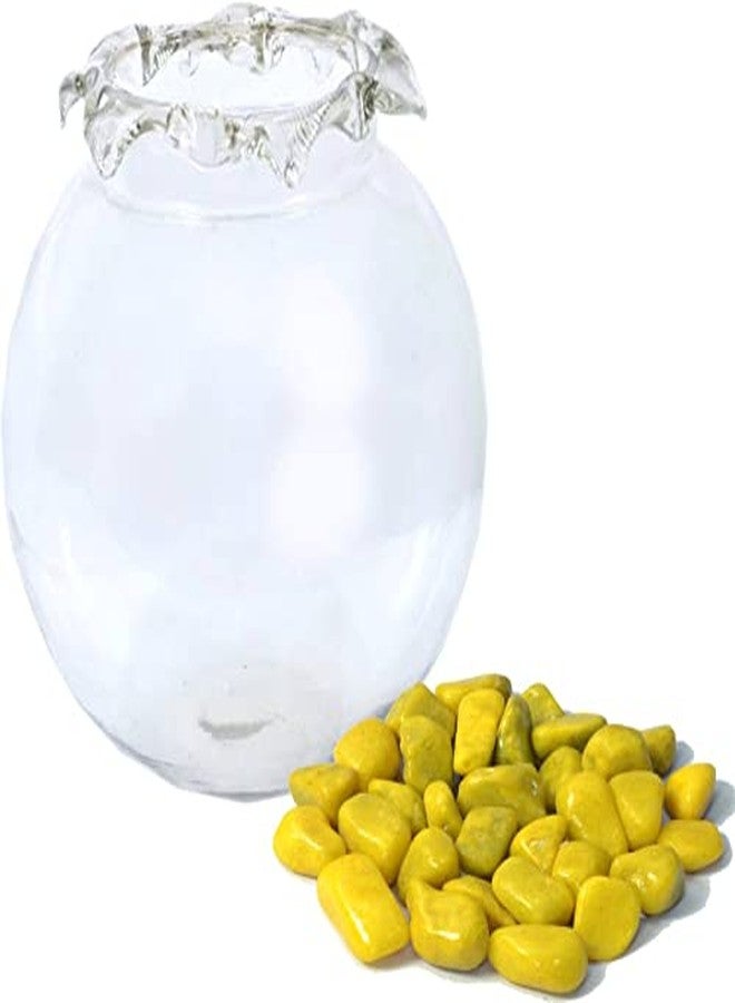 Afast Home Room Decorative Clear Fish Pot/Bowl with Colorful Stone, Glass -A1 - Image 2